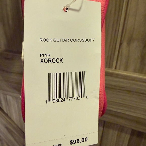 Betsey Johnson Pink Guitar Bag with Checkered Strap - Picture 5 of 5